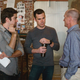 Chris Cantwell (left), Chris Rogers, and Toby Huss on the set of Halt And Catch Fire (Photo: Tina Rowden/AMC)